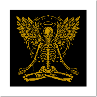 Skeleton Yoga Gold Posters and Art